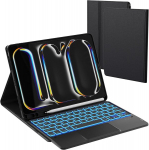 Ap&scaron;viečiamas dėklas su klaviatūra iPad Pro 11 M4 2024 Roofei Juodas