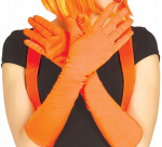 Neoninės Oranžinės Ilgos Pir&scaron;tinės 42cm - Retro Stiliaus Aksesuaras