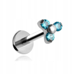 Titano labret auskaras su 3 baltomis cirkonio akutėmis, 1.2/8/4 mm