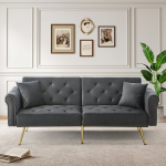 Sofa-lova, su trijų padėčių reguliuojamu atlo&scaron;u, aksominė, pilka