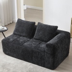Sofa 2 vietų, flausas, pagalvė, juoda
