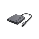Gembird USB adapteris A-CM-HDMIFDPF-01 4K 60Hz, 1 HDMI, 1 DisplayPort, 1 USB-C, juodas, Juoda