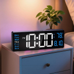 16" skaitmeninis laikrodis su nuotolinio valdymo, LED, DST, data, aliarmas, nakties &scaron;viesa, mėlynas