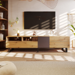 TV spintelė, MDF ir geležis, 180x38x50 cm, 2 dėžės