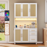 Virtuvės spinta, 183 cm, LED ap&scaron;vietimas, 2 USB, 3 stalčiai
