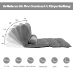 Sulankstomas grindų sofa 3in1 pilka, Sulankstomas grindų sofa 3in1 pilka