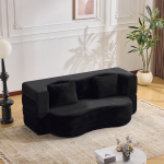 Dvivietė sofa-lova, sulankstoma, juoda, 2 pagalvės