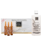 Plaukų slinkimą stabdantis rinkinys su augaline placenta Cosmofarma: &scaron;ampūnas 250 ml + serumas 12x10 ml