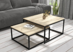 Kavos staliukų komplektas ADRK Furniture Kama, &scaron;viesiai rudas/juodas
