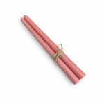 Rožinės stalo žvakės i&scaron; natūralaus bičių va&scaron;ko, 26 cm (2 vnt.)