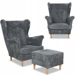"Bonito" fotelis su atramomis kojoms "Scandinavian Family Furniture" velvetinė pilka