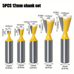 6 vnt. Medienos Dovetail Frezų Rinkinys 14&deg; Volframinis., 5 vnt 12 mm kotas