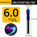 Frezavimo grąžtas 6.0*50L, 65 laipsnių, volframo plienas, 1vnt 6-D6-50
