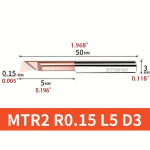 Volframo karbido gręžimo įdėklas MTR2 R0.15 L5 D3, MTR 2 R0.15 L5-1PC
