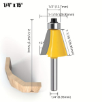 1vnt/5vnt 1/4in 1/2in Freza Kampiniai Grąžtas Medienai Su Guoliu, 1/4 colio * 15&deg;