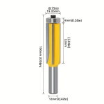 JGZUI 12mm Karbido Medienos Freza Graviravimui Ir Apdailai, 12*19*52mm