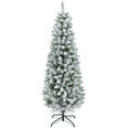 Dirbtinė Kalėdų eglė, lieknos formos, su dirbtiniu sniegu, trijų dalių, atspari ugniai, metalinis pagrindas, 180 cm, žalia
