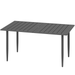 Outsunny sodo stalas 150x90cm, oro sąlygoms atsparus balkono stalas i&scaron; plieno, balkono stalas su skyle skėčiui su skersiniu dizainu lauko kempingo stalas, stačiakampio formos terasos stalas sodo balkonui juodas, Juoda