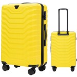 Vidutinio Dydžio Geltonas Geometrinio Dizaino Lagaminas Wings 63L, 4 Ratukai, Tvirtas ABS Korpusas, Unisex, Su Užraktu