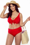 Bikini kelnaitės, Vivisence, maudymosi kostiumėlio kelnaitės, moteri&scaron;ki maudymosi kelnaitės, auk&scaron;tas juosmuo, &scaron;onuose raukiniai, raudona, 38, 38