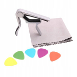 Gitara capo + 5 gitaros mediatoriai + muzikos priežiūros įrankio &scaron;luostė