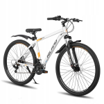 29 colių kalnų dviratis suaugusiems, 21 pavara, Mtb 482 mm rėmas, dvigubi diskiniai stabdžiai, sidabrinis