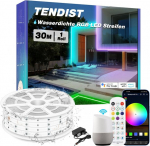 Tendist 30 m led juosta laukui, ip67 led juosta laukui rgb led juosta suderinama su alexa, 24 v led juosta laukui vandeniui atspari skirta balkonui, festivaliui, terasos ap&scaron;vietimui lauke