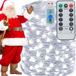 200 Led Kalėdinės lemputės vielutės 20m Usb lemputės su nuotoliniu pulteliu, balta &scaron;alta spalva