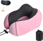 Gannepie Kelioninė pagalvė i&scaron; auk&scaron;čiausios kokybės memory foam, skirta miegui, patogi ir atraminė kaklo pagalvė, ne&scaron;iojami priedai lėktuvui, automobiliui, biurui ir namams (rožinė)