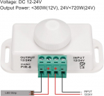 Sourcing map led judesio jutiklis jungiklis dc 12-24v 30a pir infraraudonųjų spindulių kūno aptikimo laikmačio valdiklis automatiniams lemputėms led juostai, baltas