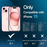 Jetech ekrano apsauga, skirta iphone 15 6.1 colio telefonui su kameros apsauga, lengvai montuojamas įrankis, grūdinto stiklo ekrano apsauga, hd clear, 2 vnt.