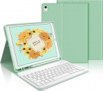 Iveoppe Ipad klaviatūra su dėklu, skirta 9-ai/8-ai/7-ai kartai, 10,2 colio air 3 ir pro 10,5 - magneti&scaron;kai nuimama, qwertz, mėtų žalumo