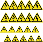 Vueinrg lipdukų rinkinys, 20 vnt., 5 cm / 10 cm, elektros įspėjimo ženklas, elektros įtampos įspėjimas, srovės įspėjimo trikampio ženklas, lipni plėvelė, įspėjimas apie auk&scaron;tą įtampą
