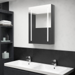 Veidrodinė vonios spintelė su LED ap&scaron;vietimu, pilka, 50x13x70cm CFE9853767