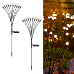 Saulės energija įkraunamas sodo &scaron;viestuvas su 10 LED lempučių (75 cm), 2vnt.