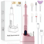 LIVMAN M3 manikiūrui ir pedikiūrui su belaidžio įkrovimo funkcija ir 6 skirtingais antgaliais, 0,5W, 18 000 apsisukimų per minutę