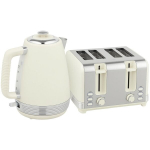 Virdulys Virdulys ir skrudintuvas, 1,7 l, 2200 W, &bdquo;Strix&ldquo; termostatas, filtras, 4 lizdų skrudintuvas, 7 skrudinimo lygiai, trupinių dėžutė, Kreminės baltos spalvos