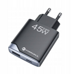 Forcell F-energy Gan3 45w Usb-c/usb-a Ultra plonas tinklo įkroviklis
