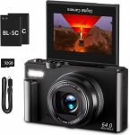 Skaitmeninis 4K fotoaparatas su 64MP, juodas