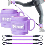 Treniruočių diržai čiurnai su gumomis Renew Force, iki 50 kg, violetiniai