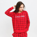 Calvin Klein moteri&scaron;kas džemperis su krūtinės spauda, raudonas &ndash; medvilnė, poliesteris, elastanas &ndash; pavasariui/rudeniui