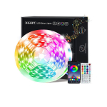5m LED juosta, 24 V RGB LED lemputės, programėlė ir nuotolinio valdymo pultas