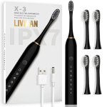 Galingas elektrinis dantų &scaron;epetėlis LIVMAN X-3 su 6 valymo režimais ir USB įkrovimu, 1,5W