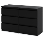 Komoda Hurtownia-Mebli Hugo, juoda, 100 cm, 6 stalčiai kambarys jaunimas TV spintelė Loft