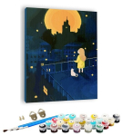 Tapyba pagal skaičius &ndash; paveikslas, dažai, teptukai, rinkinys &bdquo;Night and the girl&ldquo;, 40&times;50 cm