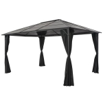 Pavėsinė su užuolaidomis, 4x3x2,6 m, juoda