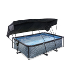 Karkasinis baseinas su filtru ir stogeliu Exit Stone 220x150x65 cm, pilkas