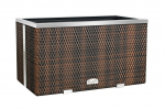 Lauko vazonas i&scaron; poliuretano su aliuminio metalo apdaila, 108 cm x 39 cm x 43 cm, rudai juoda