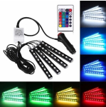Led RGB lazdelės su pultu automobilio salono ap&scaron;vietimui