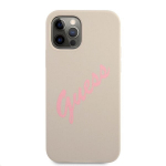 Guess Silicone Vintage Pink Script Cover, skirtas iPhone 12/12 Pro 6.1, pilkas
